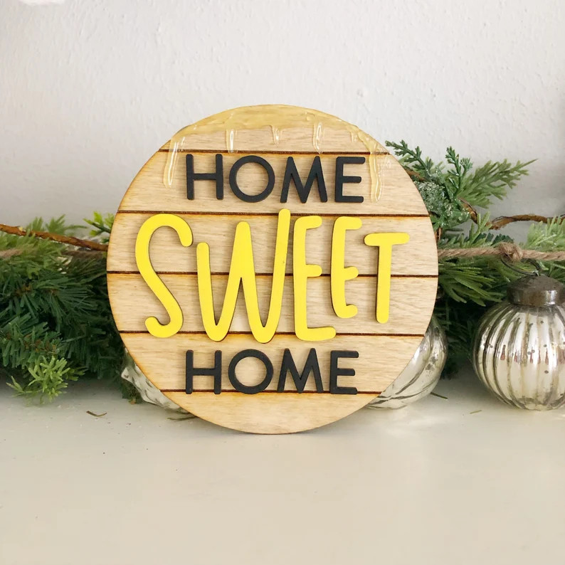 Home sweet home sign, bee theme decor, honey decor, Tiered tray sign | Etsy (US)