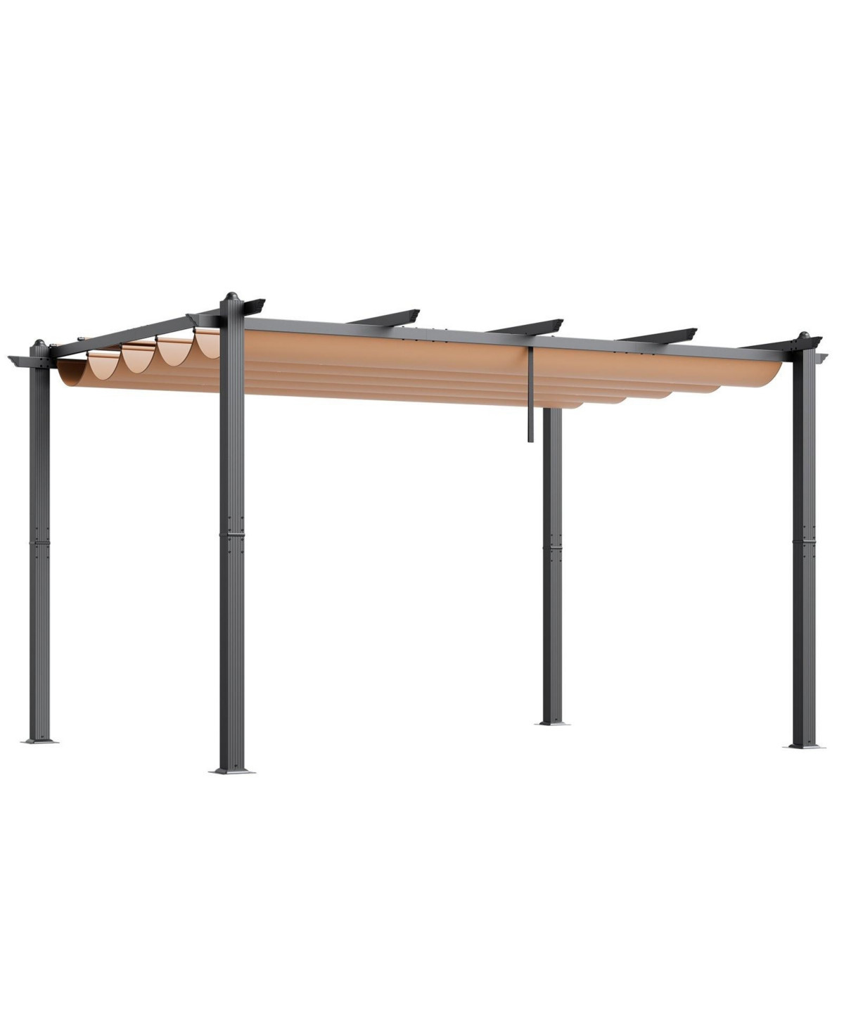 Outdoor Pergola with Adjustable Canopy Retractable Shade and Aluminum Frame - Beige | Macy's