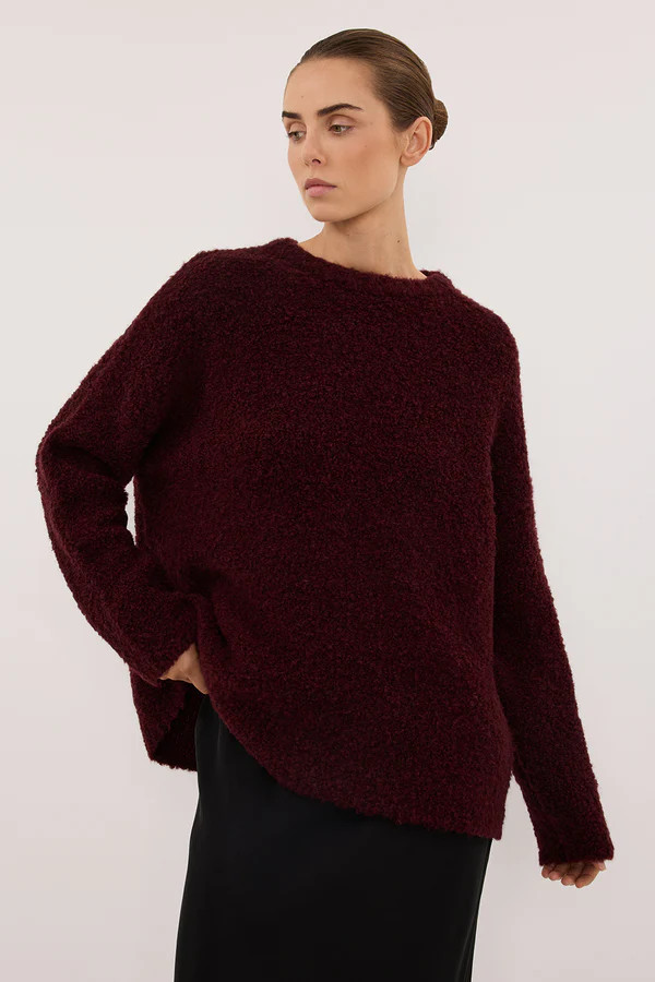 BILLIE WINE TEXTURED KNIT JUMPER | DISSH