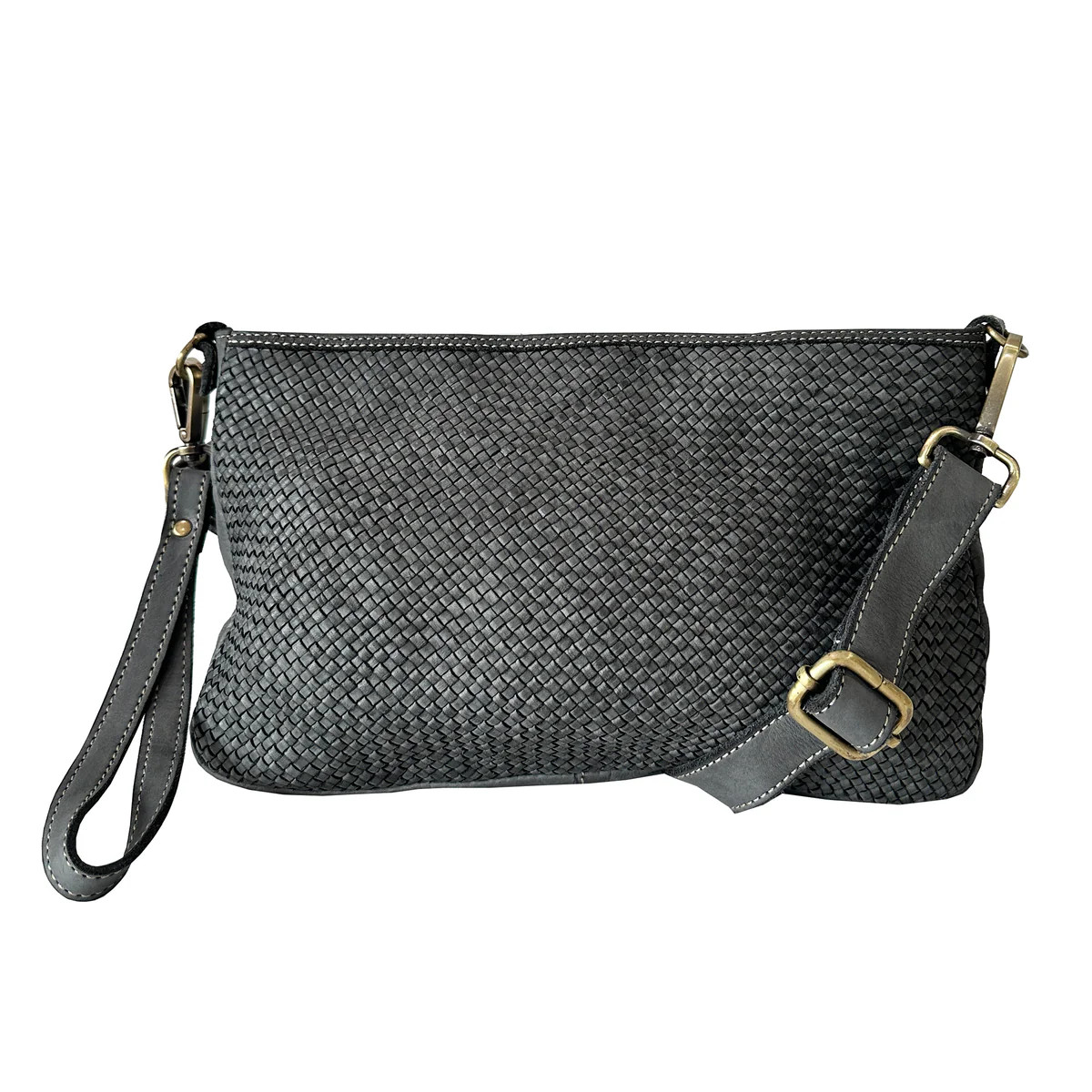 Laura Woven Crossbody in Grey | Bolsa Nova Handbags
