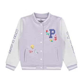 new!Disney Collection Little & Big Kid Girls Princess Fleece Midweight Varsity Jacket | JCPenney
