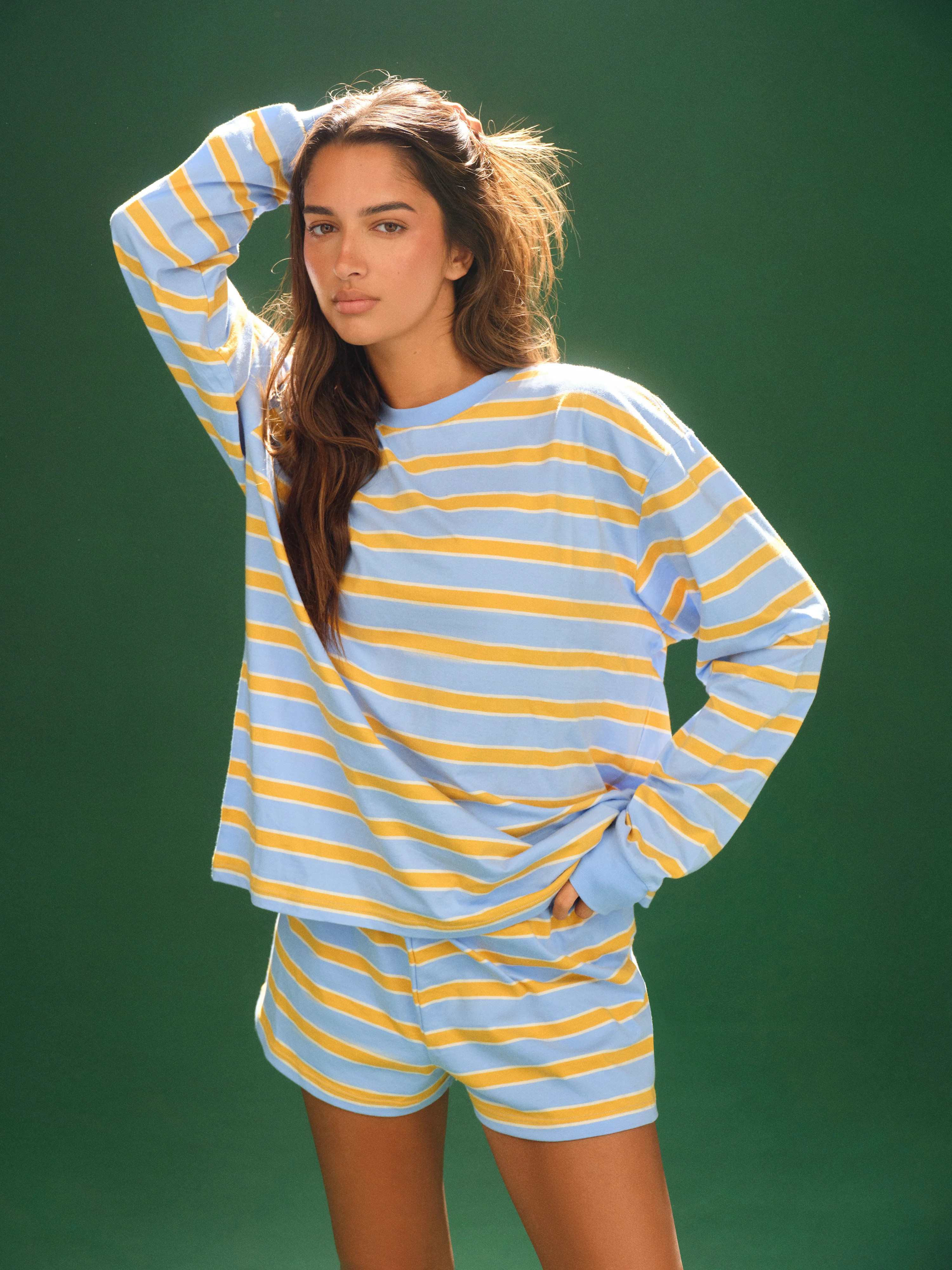 CLASSIC COTTON DAILY STRIPE CUFFED LONG SLEEVE - RODEO | SET Active