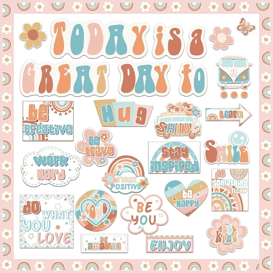 28PCS Hippie Today is A Great Day to Mindset Bulletin Board Set for Classroom Groovy Encouraging ... | Amazon (US)