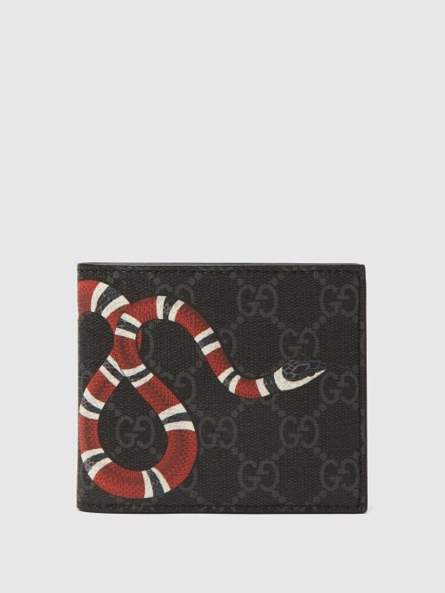 Gucci - Snake-print Gg-supreme Wallet - Mens - Black | Matches (US)