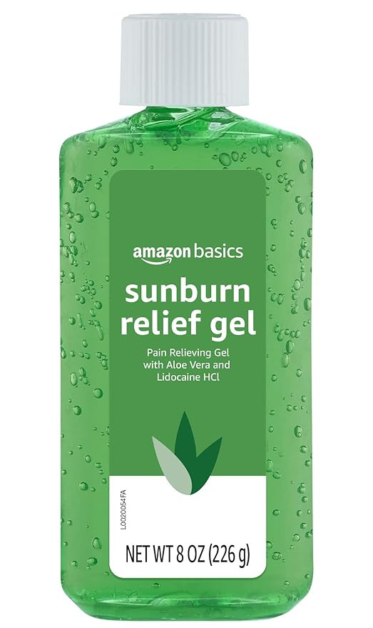 Amazon Basics Sunburn Relief Gel with Aloe Vera, Soothing, Cooling, Itch Relief, 8 oz, Pack of 1 ... | Amazon (US)