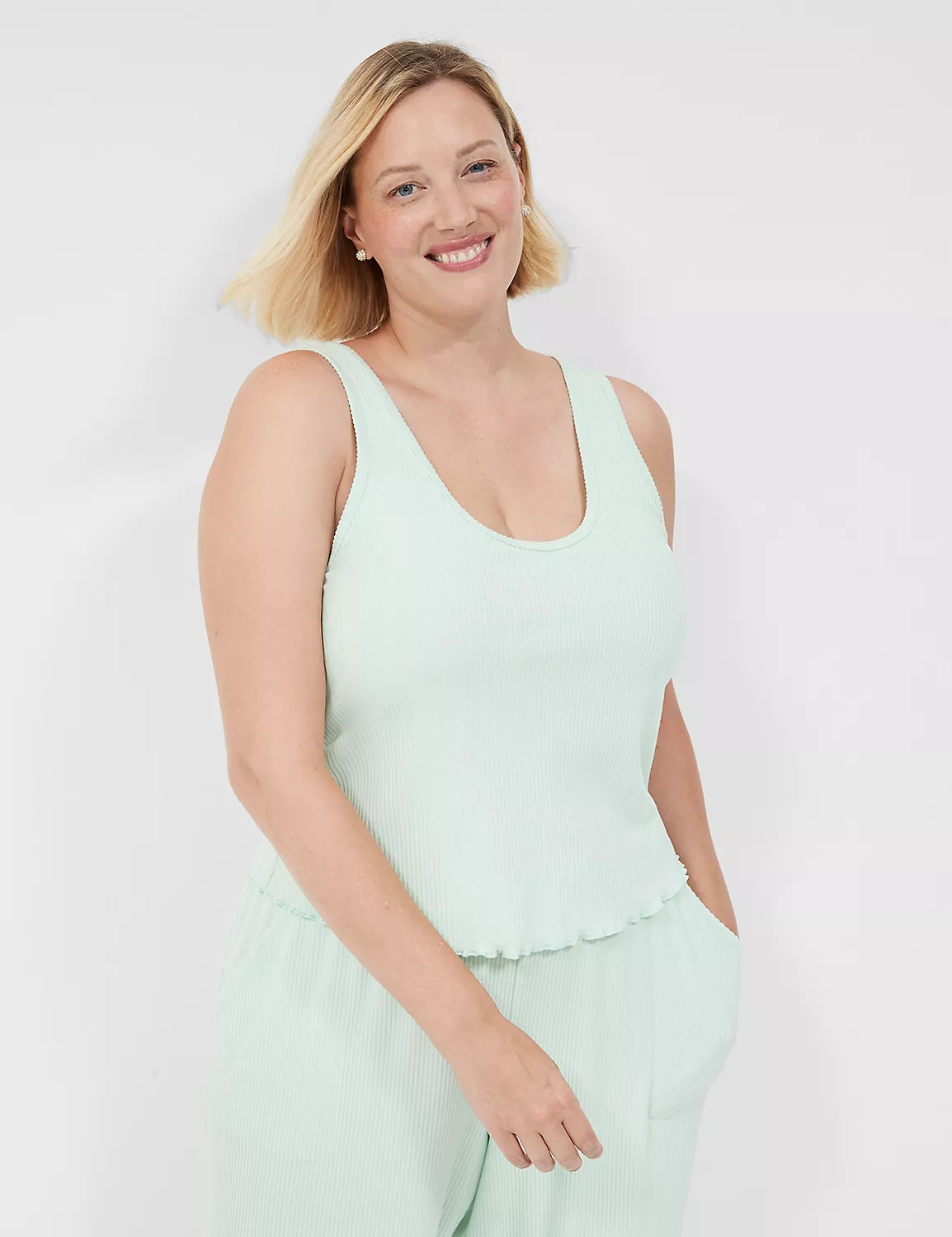 Brushed Rib Lettuce-Hem Tank | LaneBryant | Lane Bryant (US)