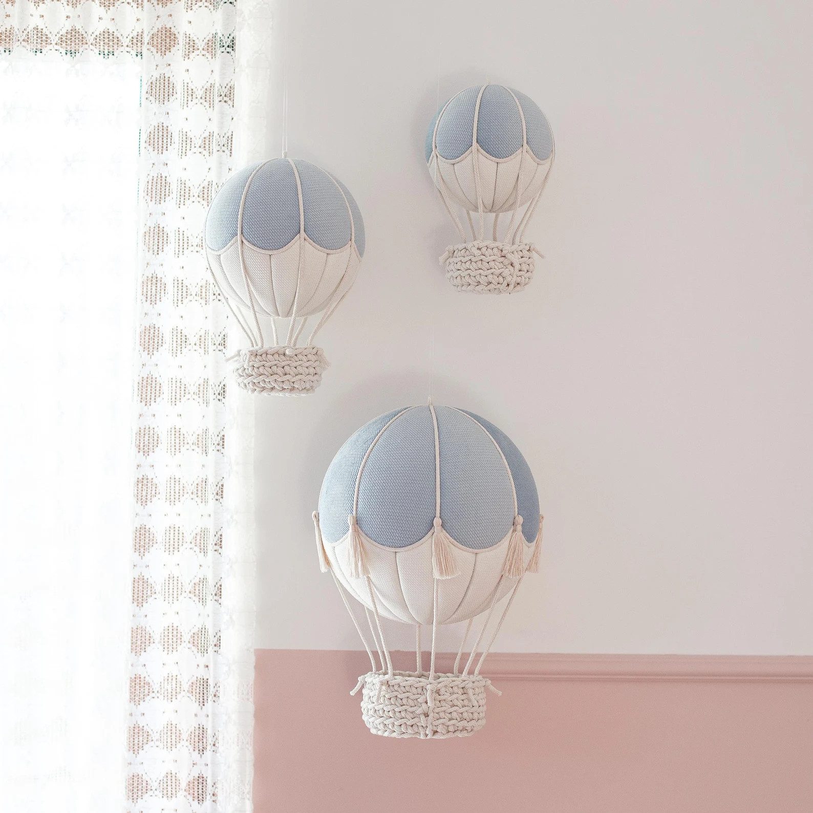 Set of Hot Air Balloons, Baby Blue Balloons, Nursery Decoration, Decorative Balloons, Baby Room D... | Etsy (US)