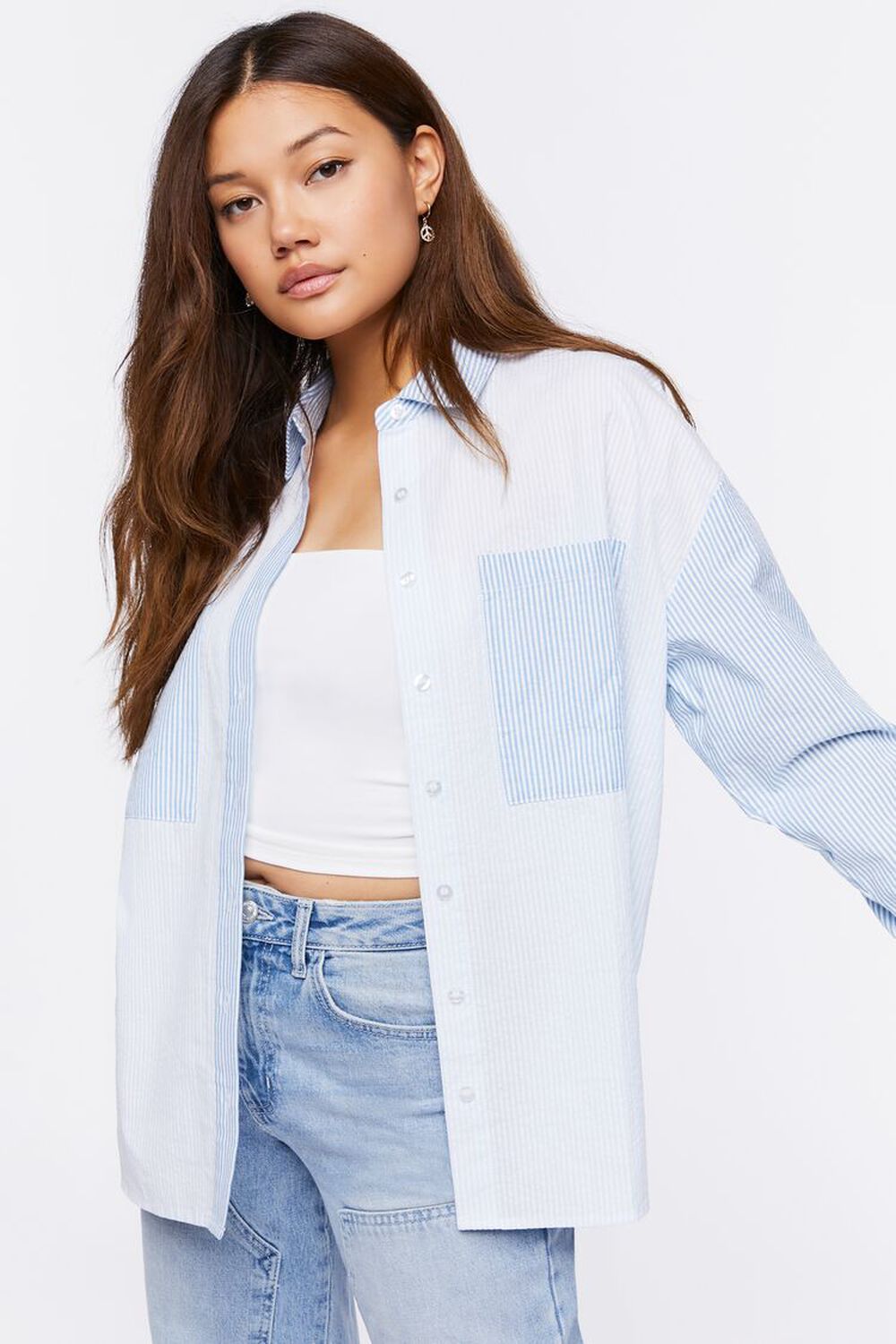 Colorblock Pinstriped Shirt | Forever 21 | Forever 21 (US)