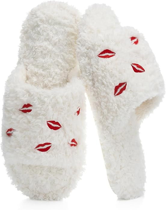 GOEWY Fuzzy Open Toe Slippers for Women Indoor Cozy Memory Foam Slip On House Slides Shoes Gifts ... | Amazon (US)