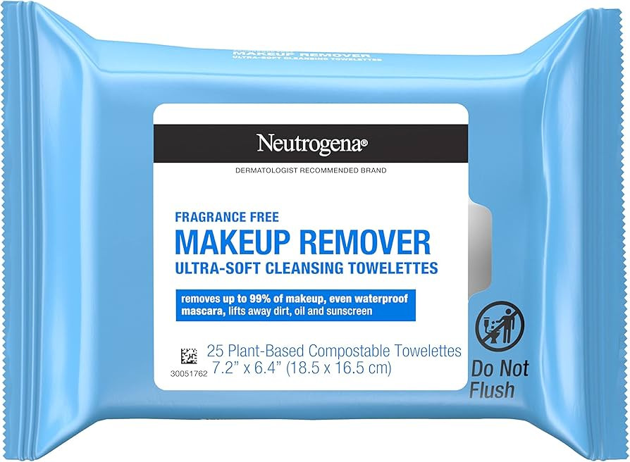 Neutrogena Fragrance-Free Makeup Remover Wipes, Daily Facial Cleanser Towelettes, Gently Removes ... | Amazon (US)