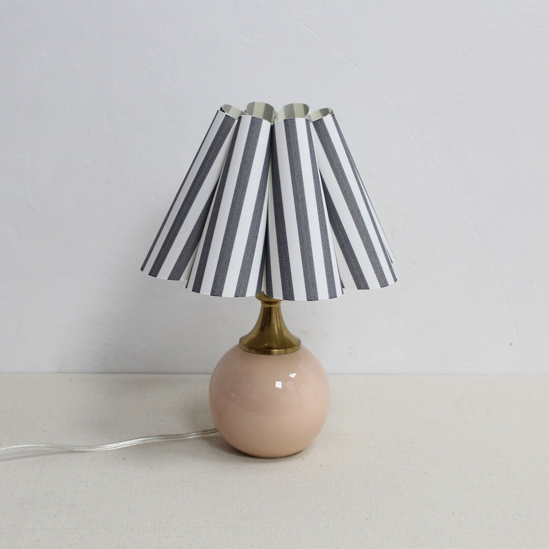 Duzy Handmade Scallop Shape Gray Stripes and Ceramic Base Lamp for Home Decor-99, 110-240v/50-60h... | Etsy (US)