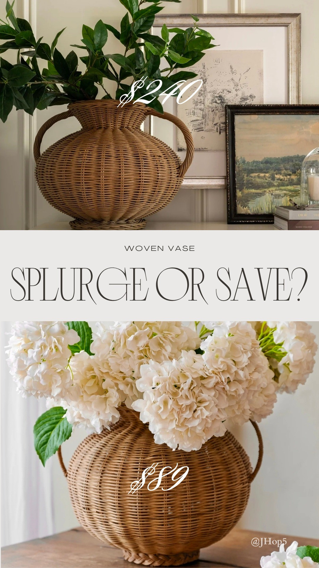 The McGee & Co woven urn look for less brings the exact same elevated texture to your space at a fraction of the price.#splurgevssave #lookforless #neutralhomedecor #homedecorfinds

#LTKSeasonal #LTKHome