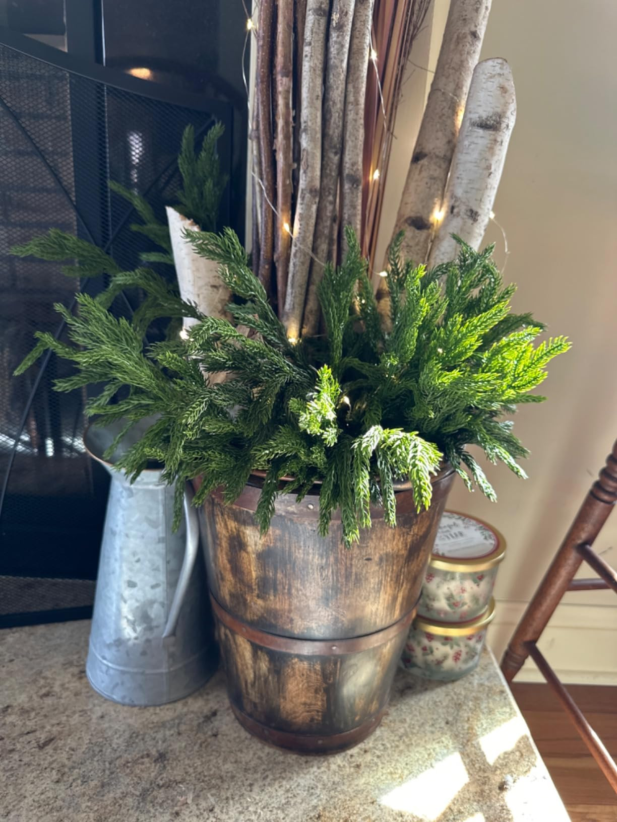 YXZZWL 16 Pcs Christmas Norfolk Pine Branches, 18 Inch Real Touch Artificial Norfolk Pine Branch ... | Amazon (US)