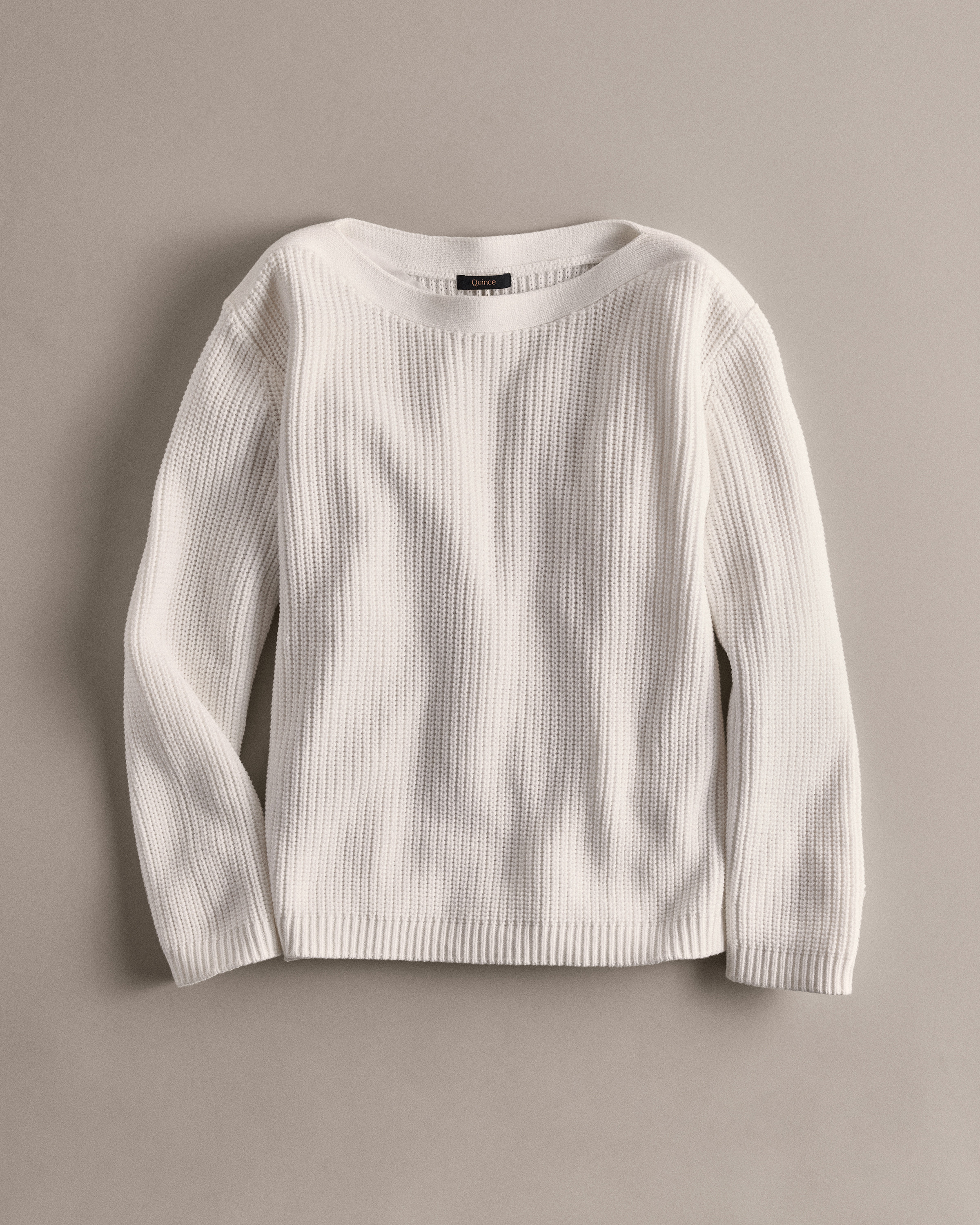 Quince | Women's Fisherman Boatneck Sweater in Ivory, Size Medium, Organic Cotton | Quince