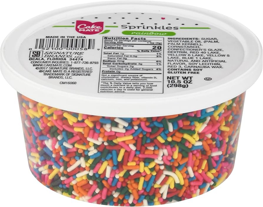 Cake Mate Rainbow Sprinkles with resealable lid - Delicious Dessert Sprinkles for Ice Cream, Cook... | Amazon (US)