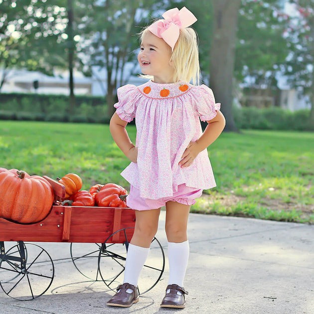 Light Pink Floral Pumpkin Bloomer Set | Classic Whimsy