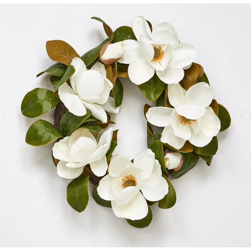 22" Magnolia Flower Wreath | Wayfair North America