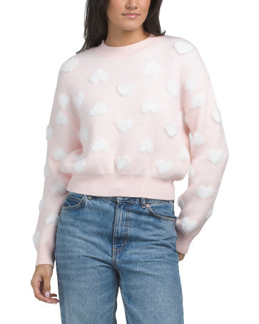 Heart Faux Pearl Pull Over Sweater | TJ Maxx