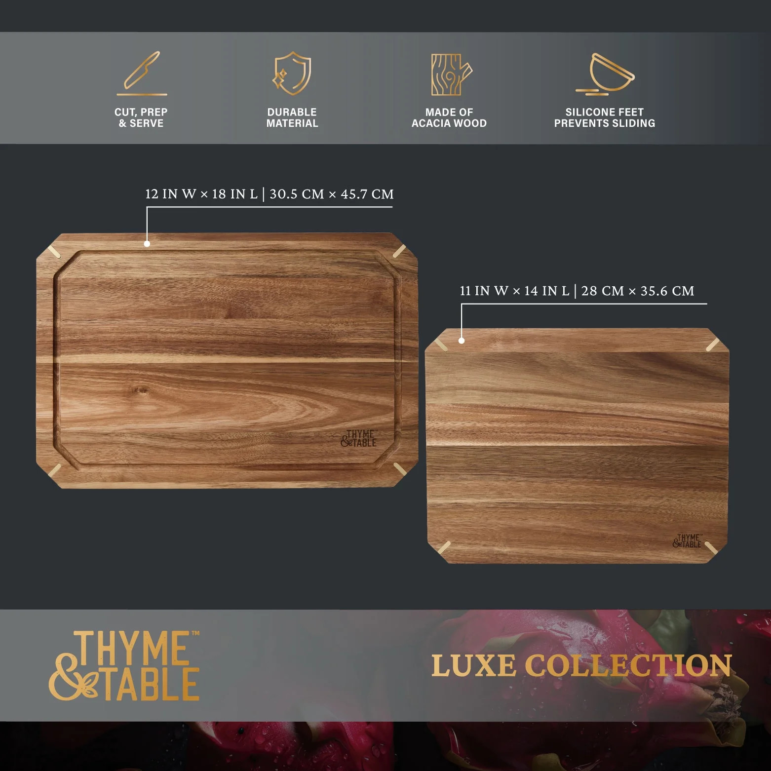 Thyme & Table 2-Piece Acacia Cutting Board Set | Walmart (US)