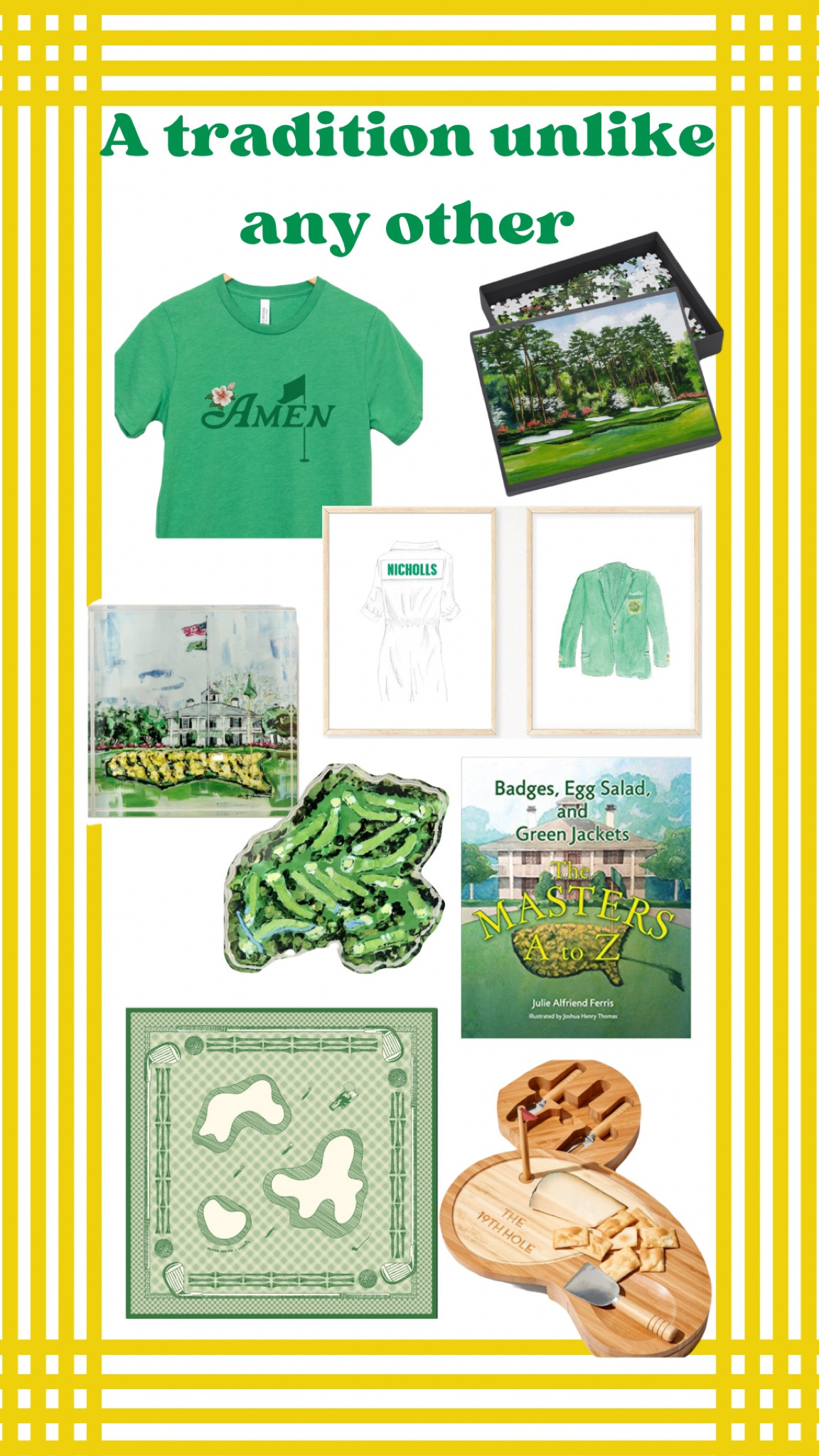 Hello friends part 2! Fun finds for a festive Masters week, a tradition unlike any other! 



Masters tournament 
Augusta
Georgia
Masters green
Golf gift 
Masters gift
Masters party 

#LTKparties #LTKmens #LTKfindsunder50
