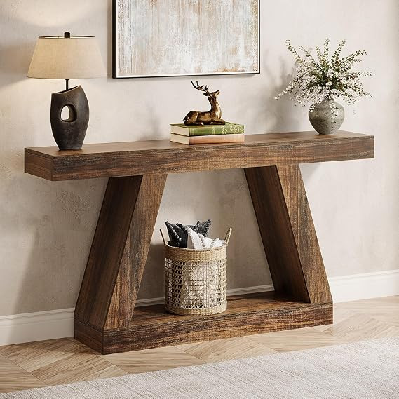 Tribesigns Farmhouse Console Table, 55-Inch Rustic Sofa Table with Storage, Industrial Wooden Ent... | Amazon (US)