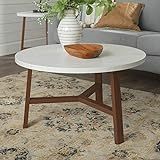 Walker Edison Furniture AZF30EMCTPC Mid Century Modern Round Coffee Accent Table Living Room, 30 Inc | Amazon (US)