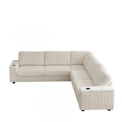 110-Inch Oversized Corduroy Corner Sofa,L Shaped Corner Couch with two storage spaces | Wayfair North America