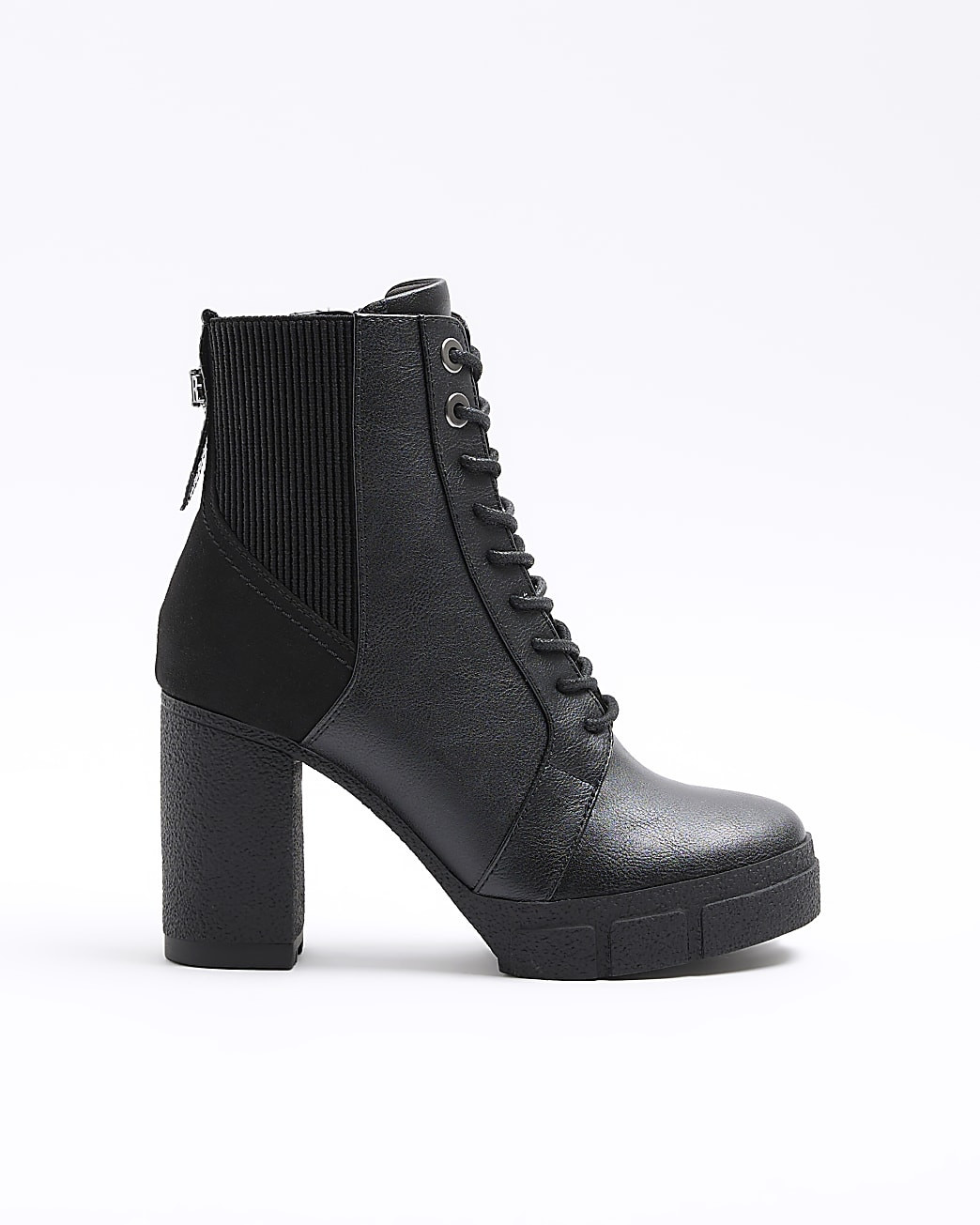 Black Lace Up Heeled Ankle Boots | River Island (UK & IE)