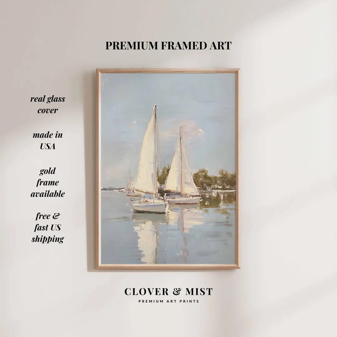 Sailboat Painting: Coastal Nautical Wall Art - Etsy | Etsy (US)