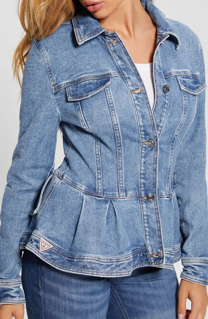 GUESS Peplum Denim Jacket | Nordstrom | Nordstrom