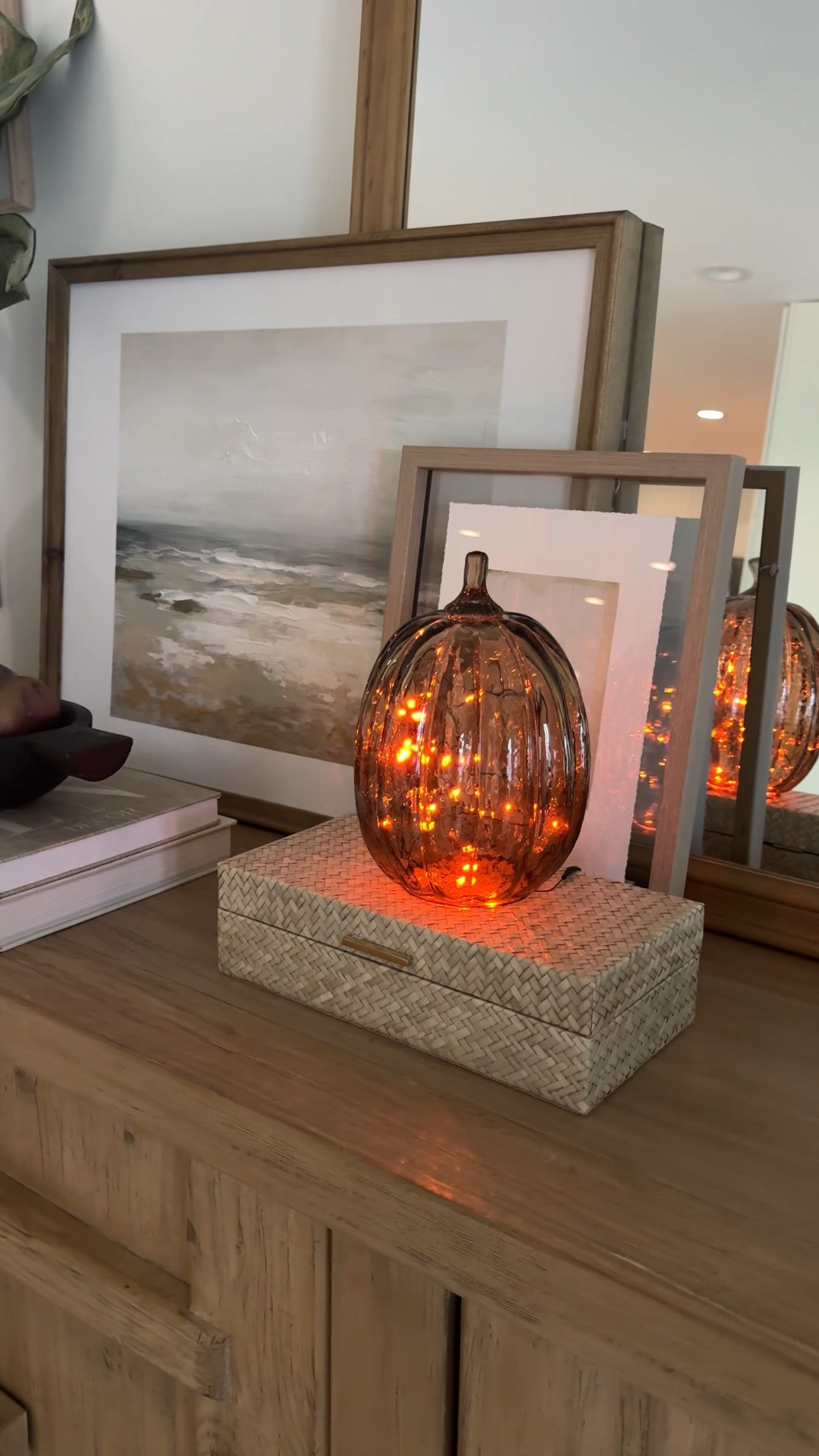 Glass pumpkin fall home decor idea with twinkle lights!

#LTKHome #LTKSeasonal #LTKFindsUnder50