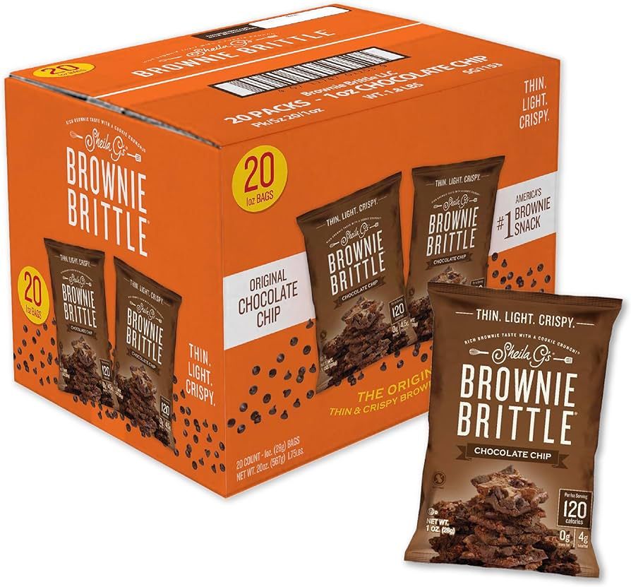 Sheila G's Brownie Brittle – Original Chocolate Chip Thin and Crispy Sweet Snacks (Pack of 20, ... | Amazon (US)