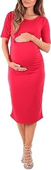 Women's Short Sleeve Bodycon Maternity Dress - Made in USA | Amazon (US)