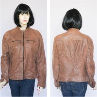 Genuine Leather Jacket Made in Italy Smooth Coat Brown Vintage Leather Clothing 90S Womens | Etsy (US)
