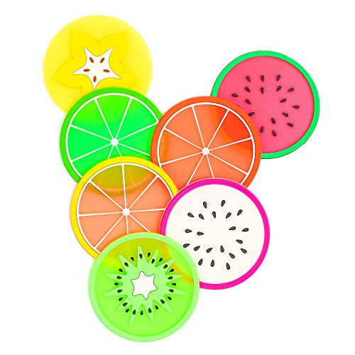 DomeStar Fruit Coaster, 7PCS 3.5" Non Slip Coasters Heat Insulation Colorful Unique Slice Silicone D | Amazon (US)