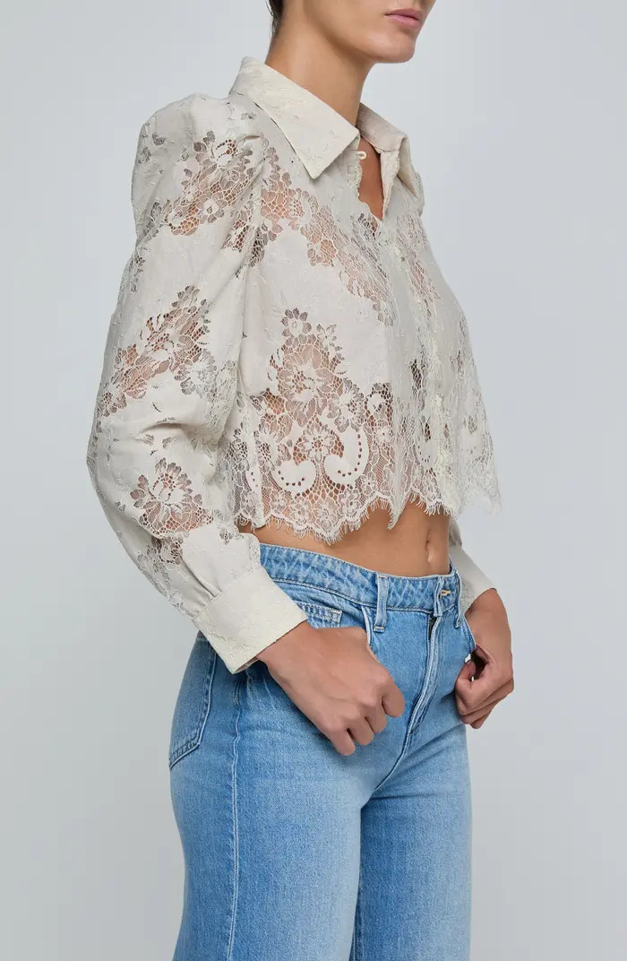 Anita Lace Crop Button-Up Shirt | Nordstrom