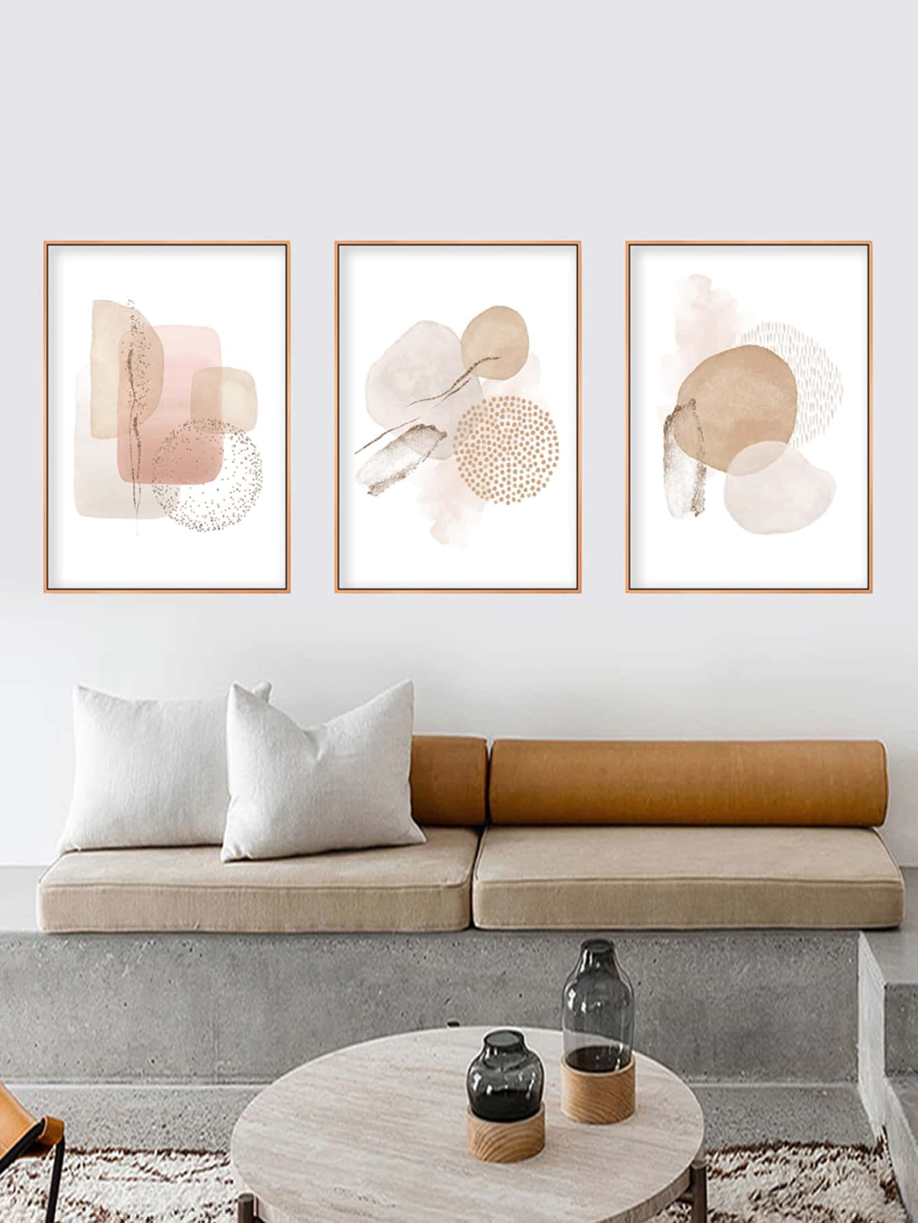 3pcs Abstract Geometric Pattern Unframed Painting | SHEIN