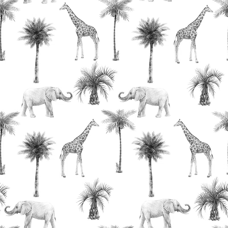 Safari Giraffe And Elephant Removable Wallpaper | Wayfair North America