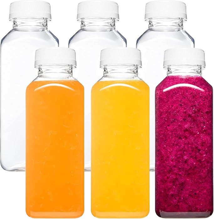 Norcalway Plastic Juice Bottles with Caps, Reusable Juicing Bottles, Clear Drink Containers with ... | Amazon (US)
