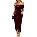 Womens Velvet Wrap Off The Shoulder Dress Sexy Slit Ruched Cocktail Dress Wedding Party Dresses | Amazon (US)