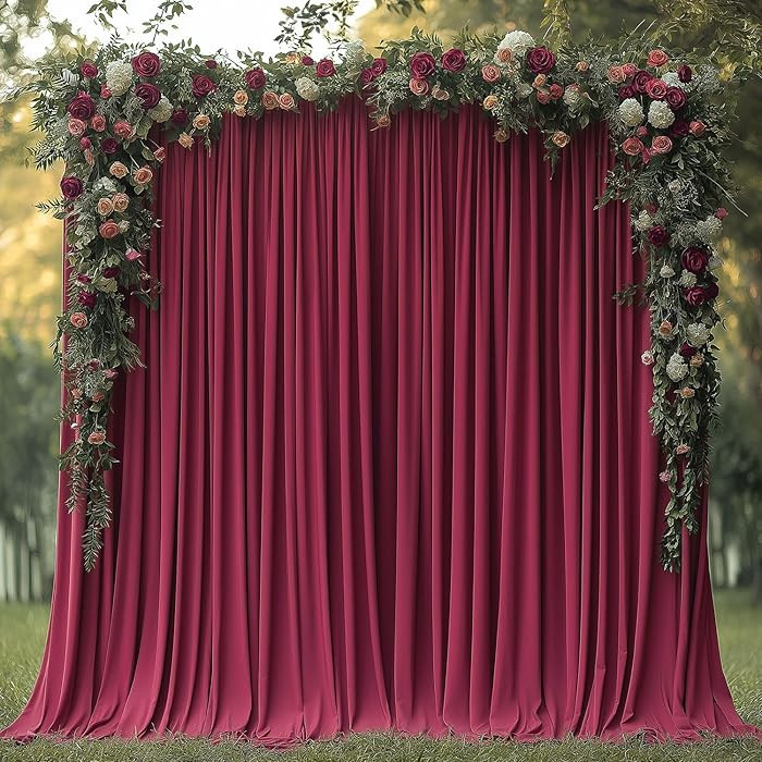 10x10ft Wrinkle Free ‌Burgundy Backdrop Curtain for Parties Soft Fabric Drapes Wedding ‌Curta... | Amazon (US)