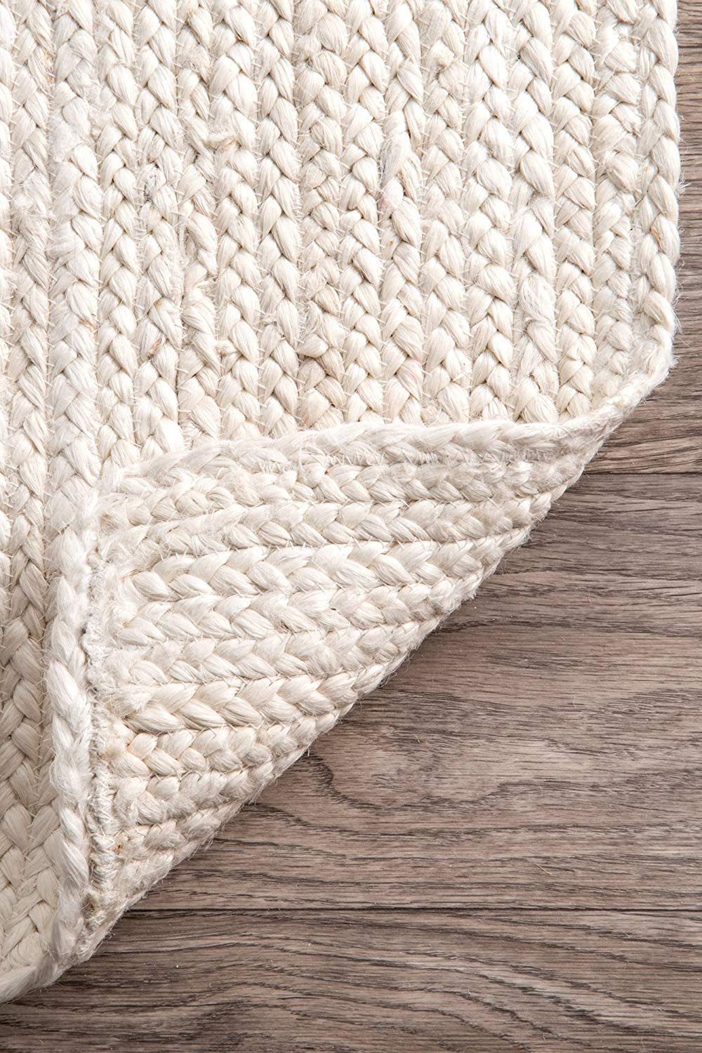 FRELISH DECOR Handwoven Jute Area Rug - Off-White Rectangular Rustic Vintage Beige Braided Revers... | Amazon (US)