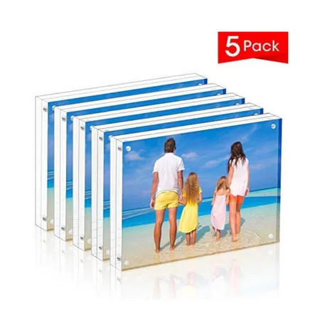 Acrylic Picture Frame 5x7 Clear Freestanding Double Sided 20mm Thickness Frameless Magnetic Photo Fr | Walmart (US)