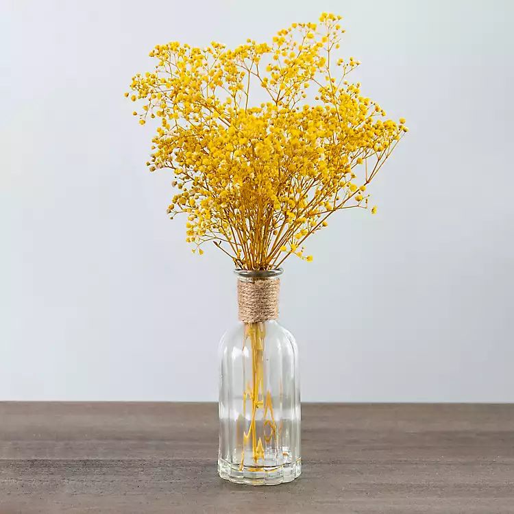 Yellow Baby's Breath Arrangement in Glass Vase | Kirkland's Home