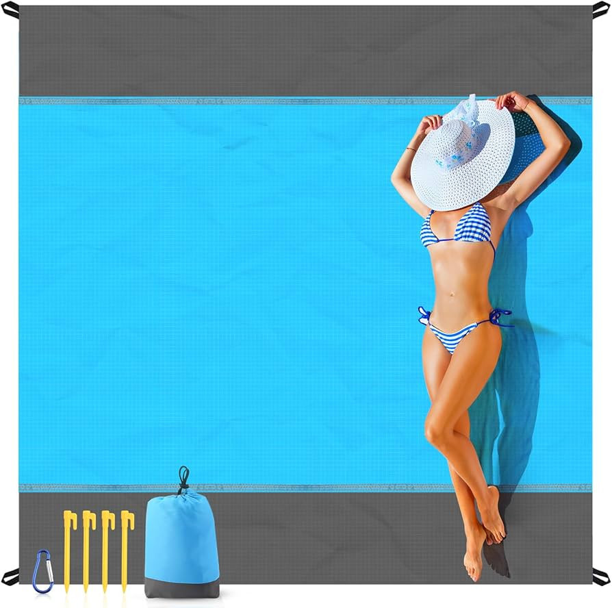 EASYFUN Beach Blanket Sandproof Oversized, 79''×83'' Extra Large Beach Mat, Portable Picnic Mat ... | Amazon (US)