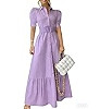 utcoco Womens Striped Button Down Shirt Dress Casual Puff Short Sleeve Ruffle Hem Maxi Dresses wi... | Amazon (US)