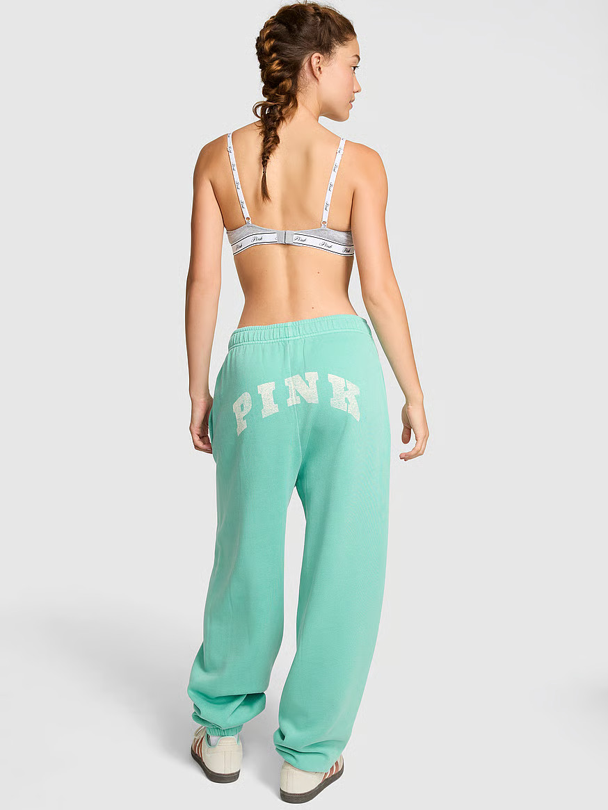 Buy Ivy Fleece Campus Sweatpants, Heathered Pink Petal Woven Shine - Order Bottoms online - PINK ... | Victoria's Secret (US / CA )