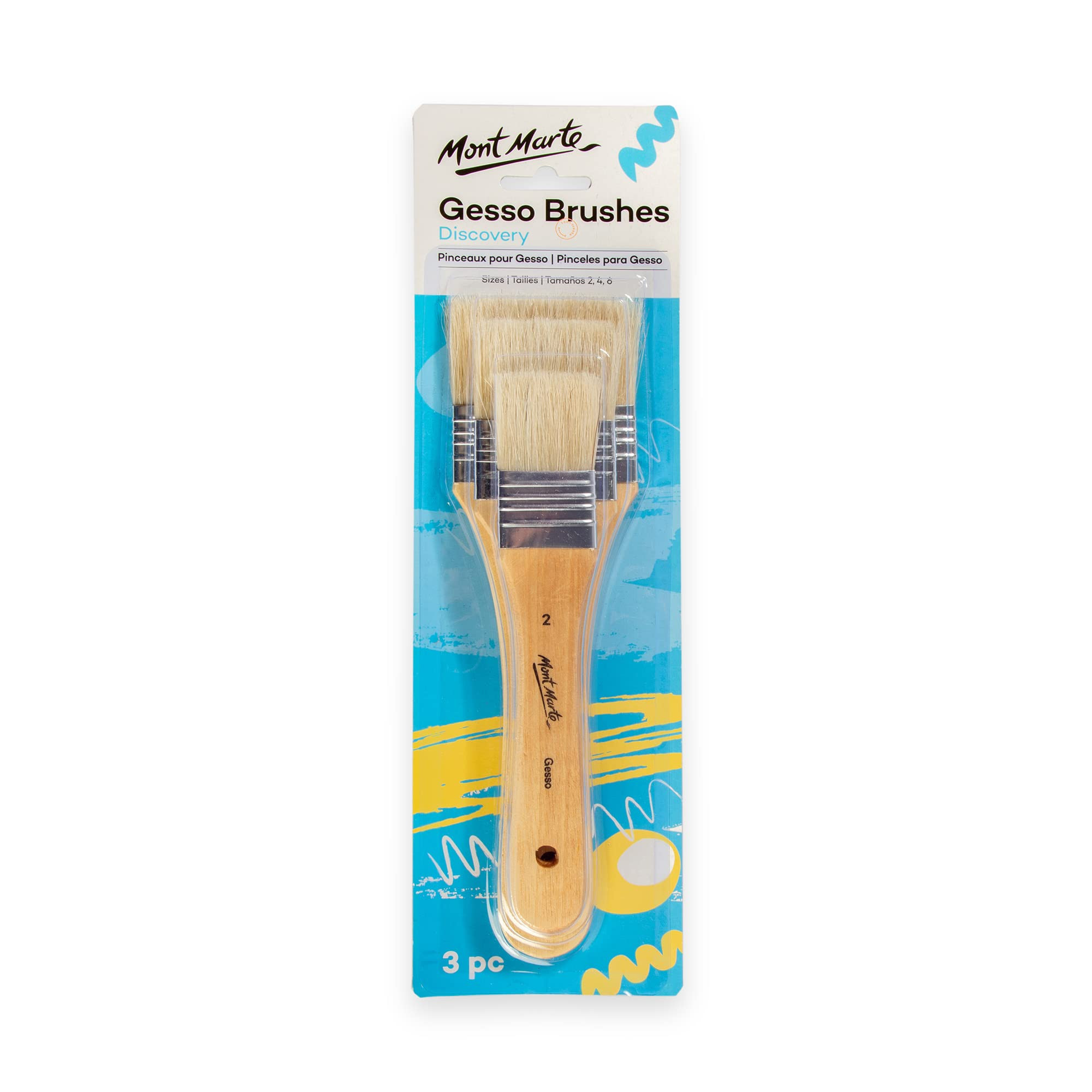 Mont Marte Paint Brush Set for Gesso – 3 Bristle Brushes in Sizes 2, 4 and 6 – Flat Brushes ... | Amazon (US)