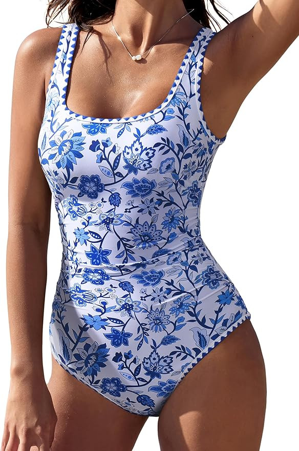 SUUKSESS Women Sexy One Piece Tummy Control Swimsuit Shell Stitched Bathing Suit | Amazon (US)