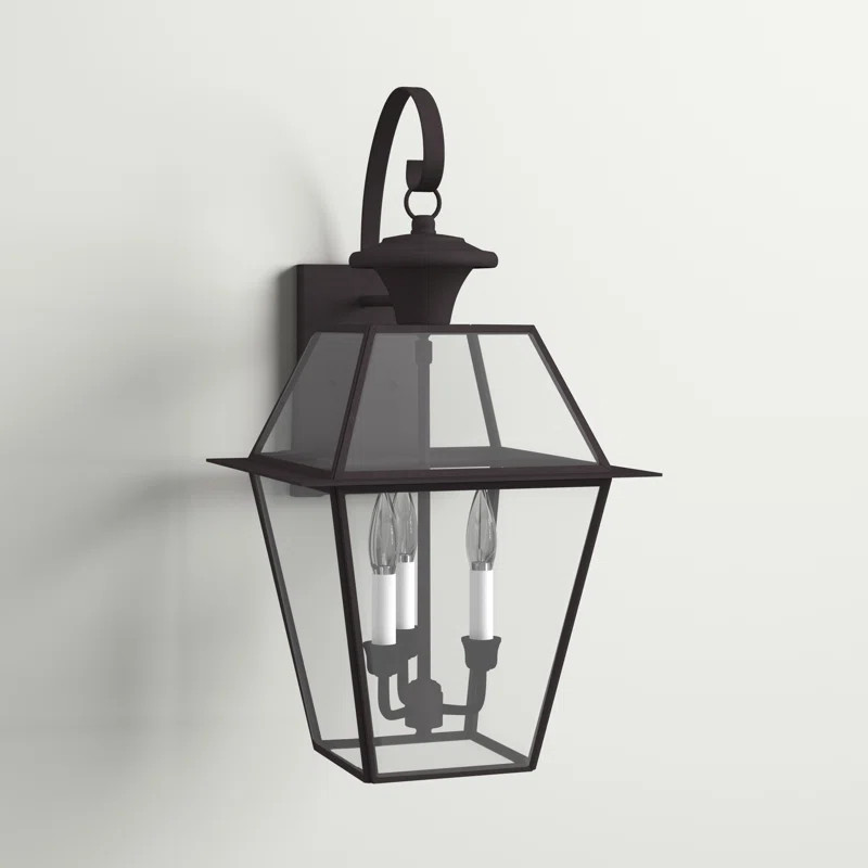 Bevin 3 - Bulb 22.5'' H Beveled Glass Outdoor Wall Lantern | Wayfair North America
